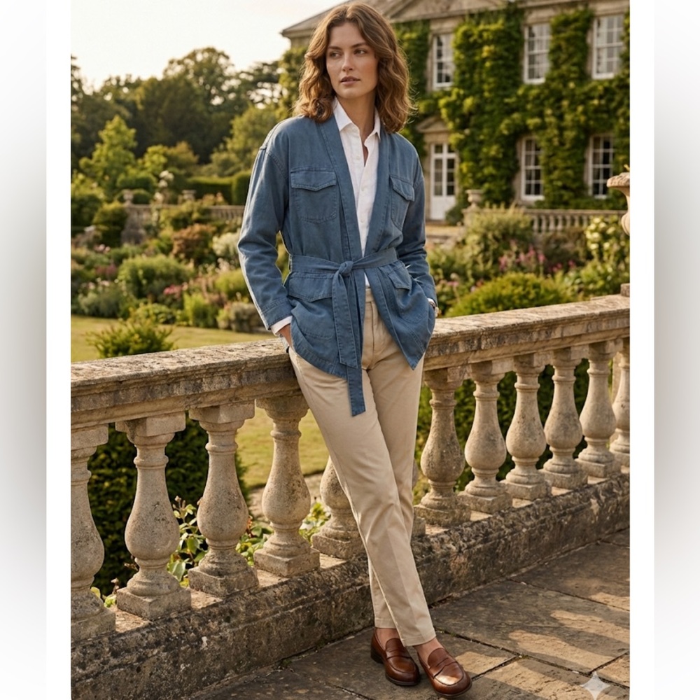 NWT Boyish Jeans The Joaquin Belted Utility Jacket | Blue Jasmine | Size L